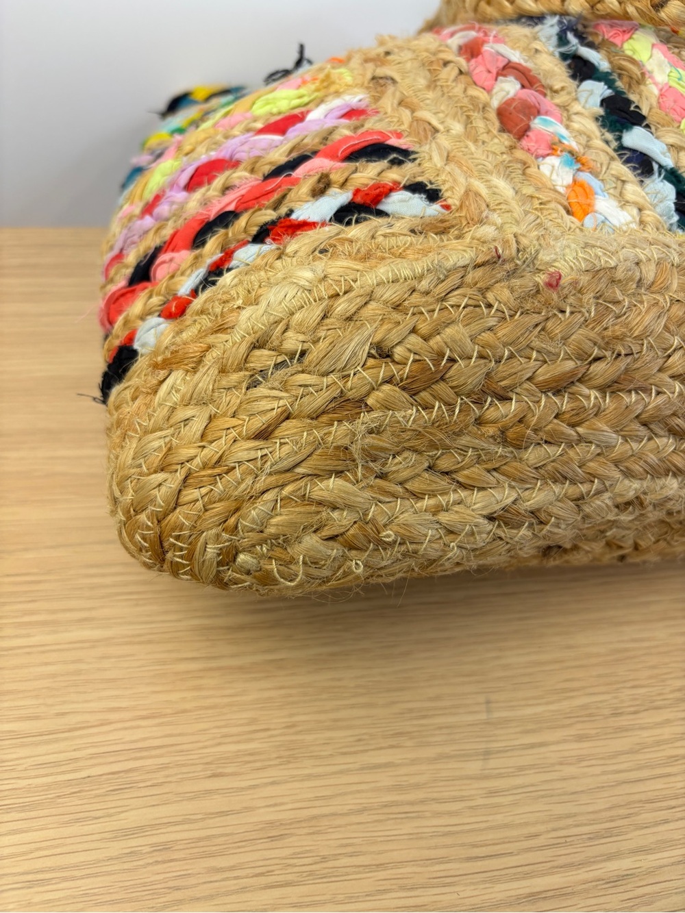 Unbranded Multicolor Braided Jute Tote Bag with Pom Pom Tassels - Picture 8 of 11
